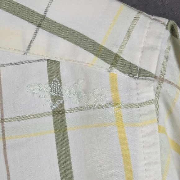 Quicksilver Possible Medium Short Sleeve Button Down Shirt White/Gray/Yellow - Picture 6 of 10